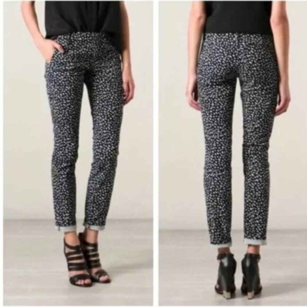 Tory Burch Walker Cargo Animal Print Pony Dots Jeans Pants Logo Stretch Waist 27